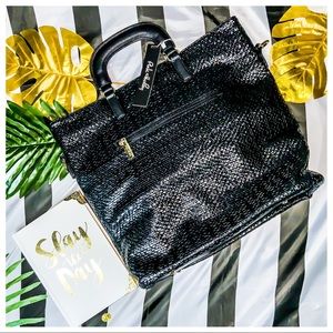 PINK HALEY BLACK OVERSIZED TOTE BAG